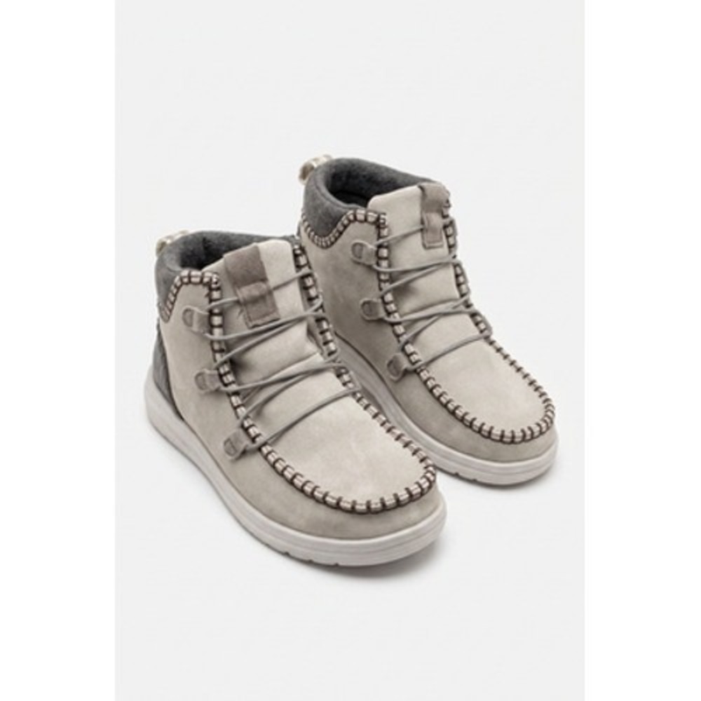 Hey Dude Eloise Boots Women 5 Gray Leather Ankle Faux Fur Lined Winter Casual - Picture 9 of 9
